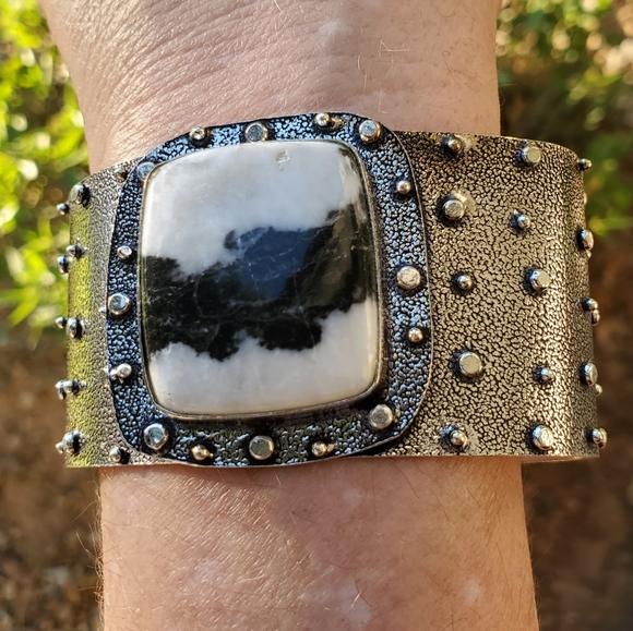 New Zebra Jasper Silver Cuff Bracelet. - Picture 6 of 16